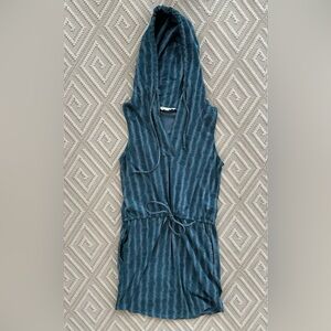 Synergy Organic Clothing Blue Striped Cinched Waist Dress
